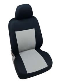 Housse 1 siège avant en polyester noir/gris (dos ouvert)
