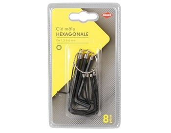 Lot de 8 clés mâle hexagonale (1.5 à 6 mm)