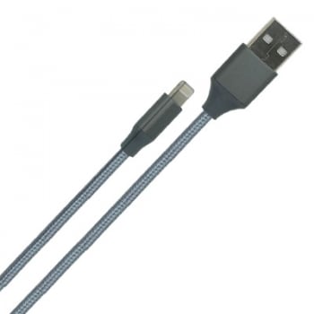 Câble USB textile gris pour Iphone 5/6 de 2 m (2.4A)