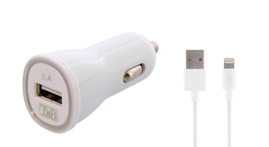 Allume cigare avec 1 USB (1A) et câble d'Iphone