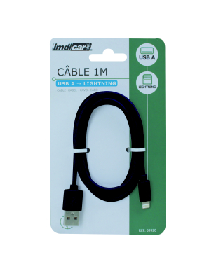 Câble USB-A vers LIGHTNING 2.4A 1 mètre